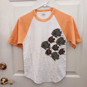 Vintage Cozumel Mexico Fish Raglan Shirt Size Small